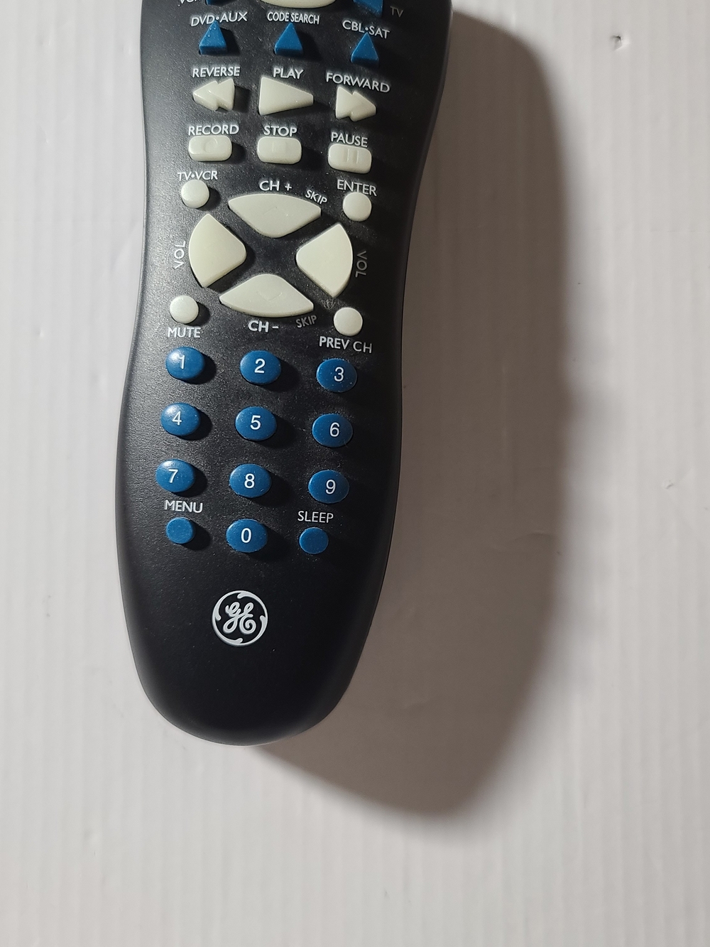 GE Black Universal Remote Control with Blue Numeric Buttons